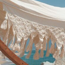 Cream Colombian hammock handmade in San Jacinto fringe